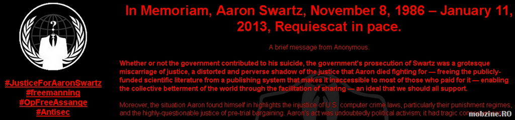 MIT spart de Anonymous in memoria lui Aaron Swartz