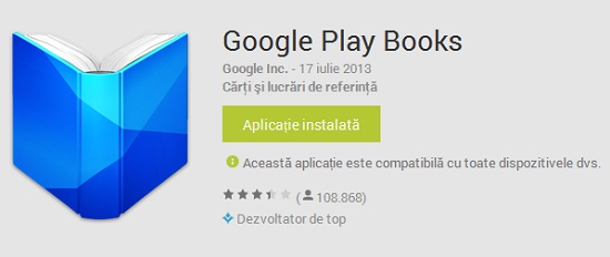 Google Play Books este disponibil acum şi în România