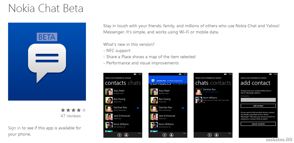 Nokia Chat: client de Yahoo Messenger pentru aparatele Lumia Windows Phone