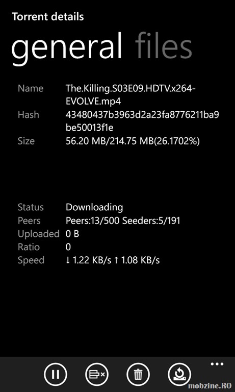 Bum! cu wpTorrent descarci torrente direct pe Windows Phone!