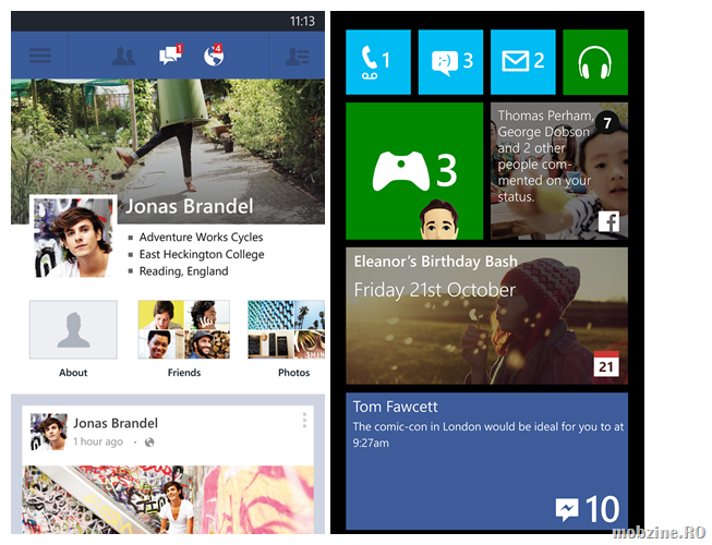 Aplicatia Facebook de Windows Phone primeste optiuni noi de integrare cu Live Tile-urile