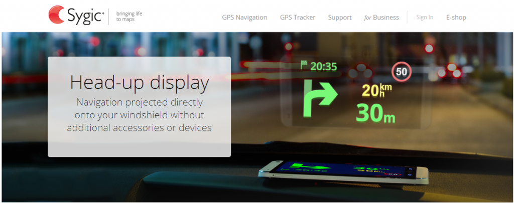Sygic ofera o solutie de tip HUD pentru navigarea asistata de GPS pe Android si iOS