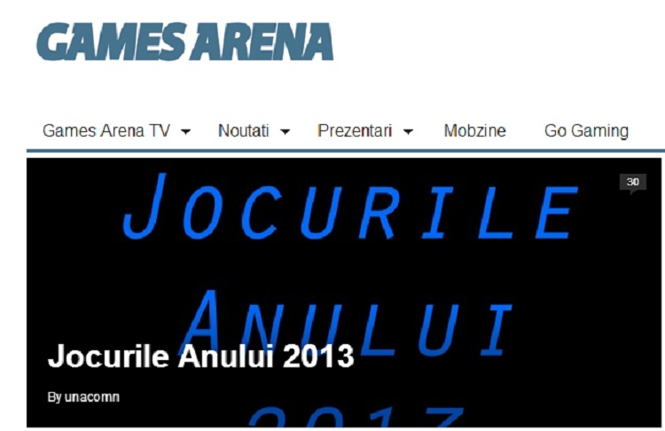 Jocurile Anului 2013 pe Games Arena