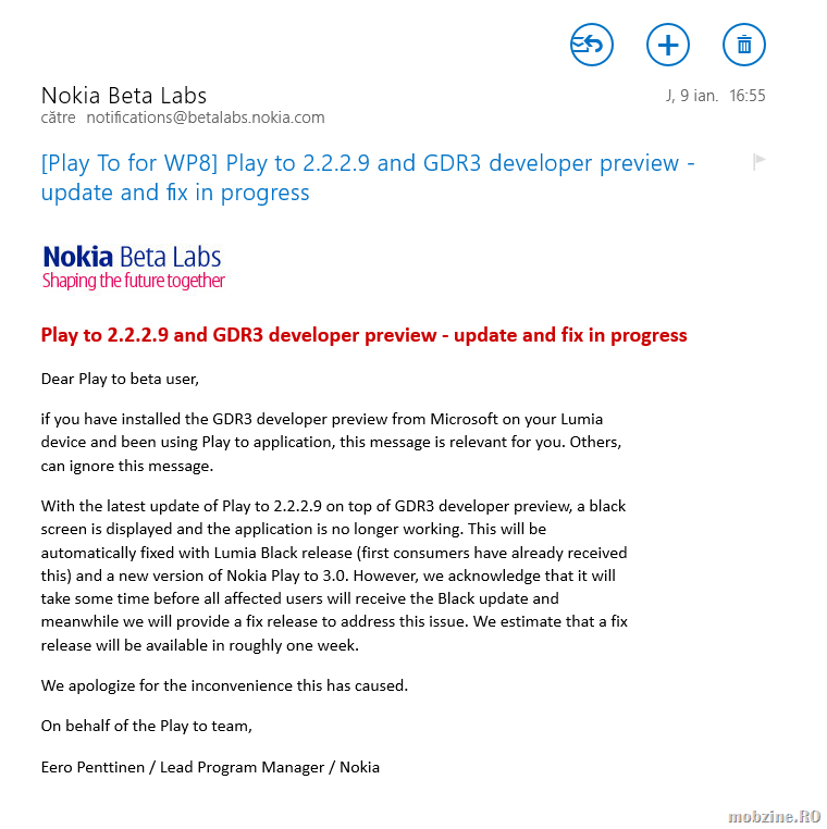 Intr-o saptamana o sa avem o versiune functionala de Nokia Play To pentru Windows Phone 8 GDR3