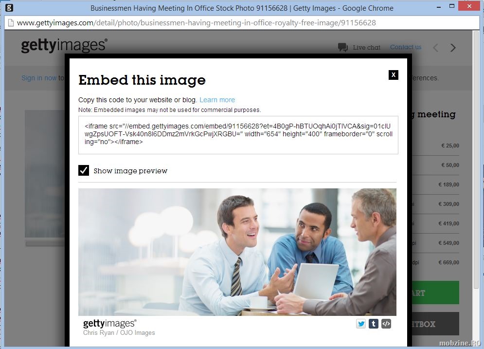 De unde luati imagini stock gratuit (aproape): serviciul Gettyimages ofera optiuni de embedd in site-uri