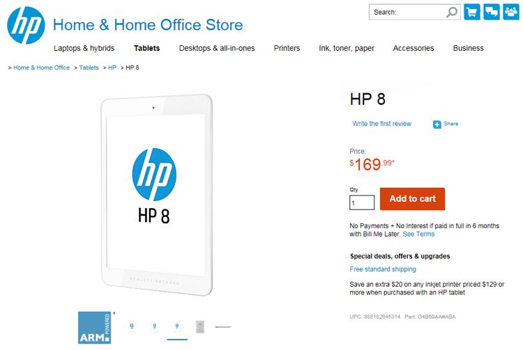 Hewlett Packard a lansat tableta HP 8 în zona de low-budget