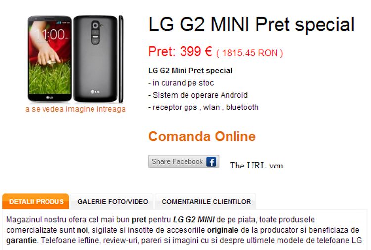 LG G2 mini are si un pret in Europa