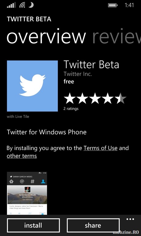 A iesit Twitter Beta exclusiv pentru Windows Phone 8.1