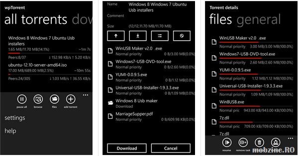 Clientul wpTorrent poate salva filmele si muzica in Audio/Video Hub odata cu Windows Phone 8.1
