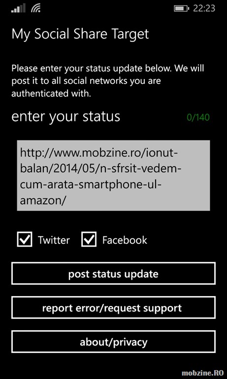 Rezolvat: My Social Share Target aduce postarea simultana pe Facebook si Twitter de pe Windows Phone 8.1