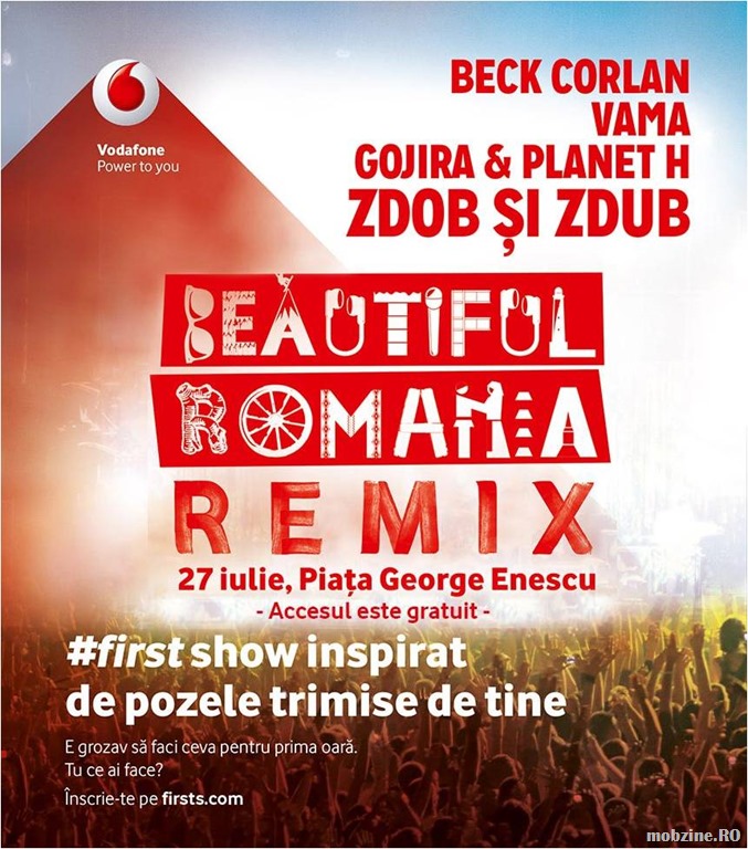 Vodafone va invita la concertul BEAUTIFUL ROMANIA REMIX pe 27 iunie