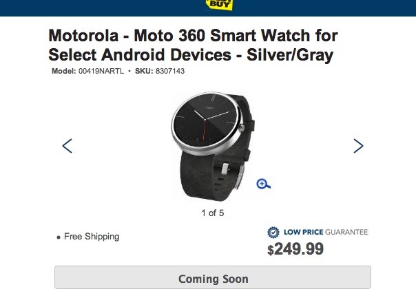 Prin amabilitatea BestBuy aflam ca Moto 360 va costa 250 USD