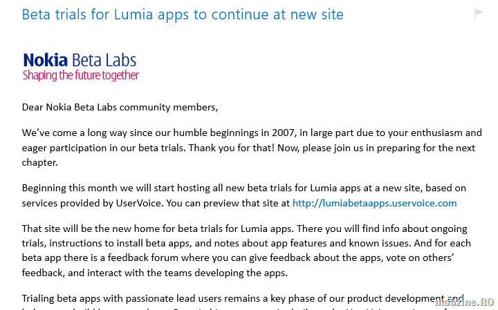 Comunitatea Nokia Beta Labs se muta pe un nou domeniu