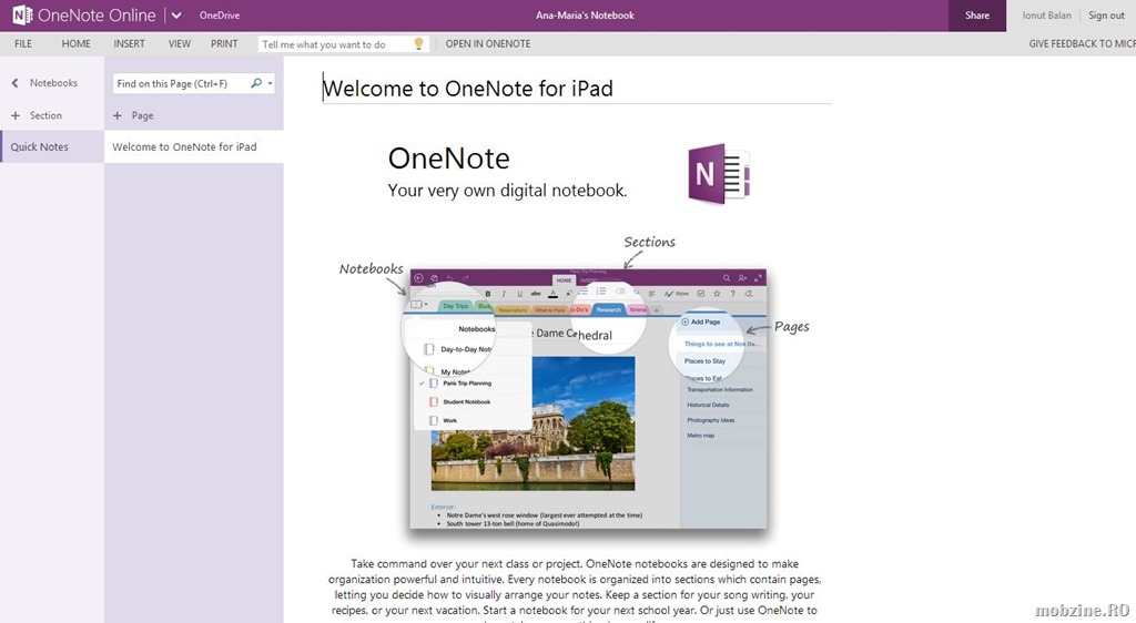 One Note Online primeste facilitati de lucru colaborativ