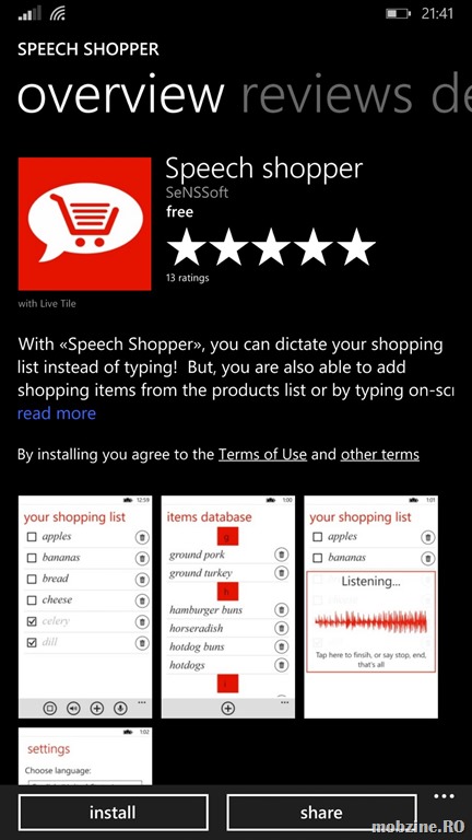 Speech shopper for Windows Phone: cum va creati lista de cumparaturi prin dictare