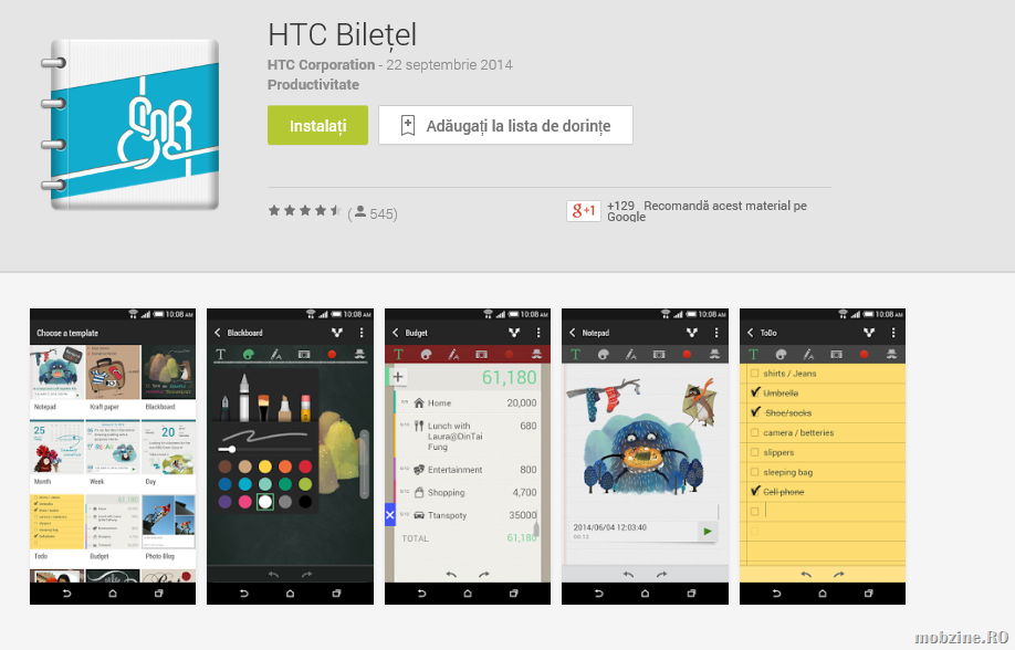 HTC Scribble (Biletel) ajunge in Play Store: