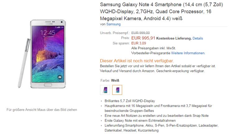 samsung galaxy note 4 pret