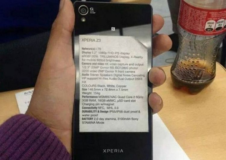 Apar specificatiile pentru Sony Xperia Z3