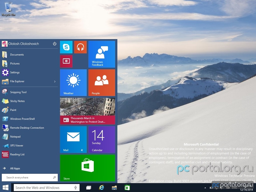 Build-ul 9901 de Windows 10 arata o interfata noua si integrarea Cortana