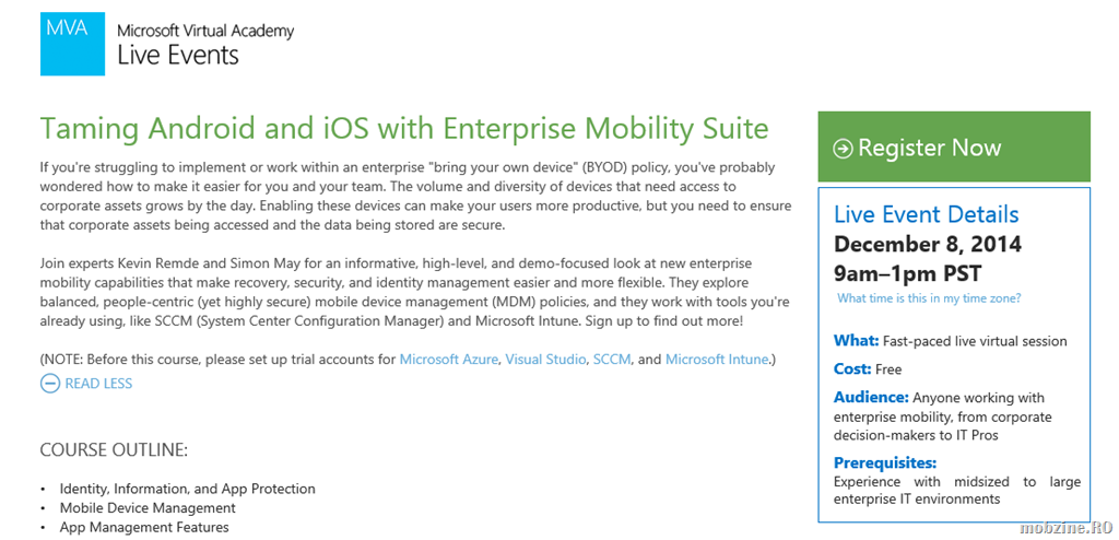 Recomandare curs video: managementul BYOD pentru iOS si Android prin Enterprise Mobility Suite