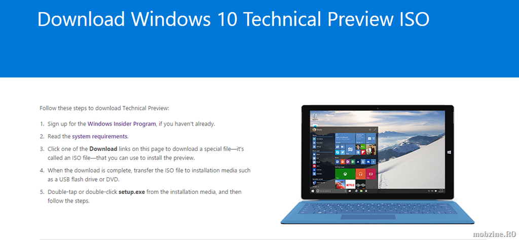 E gata: download Windows 10 Technical Preview ISO build 9926