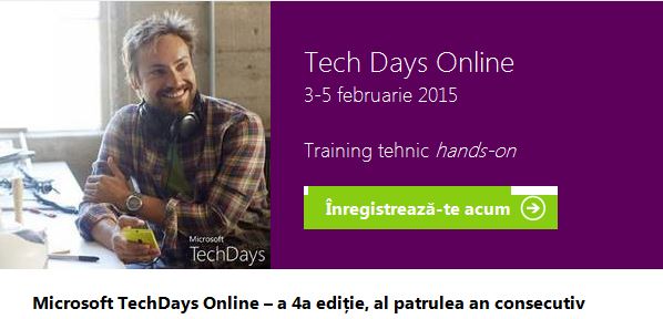 Microsoft TechDays Online 3-5 feb: trei zile de webinar online pe teme de mobile, cloud, development