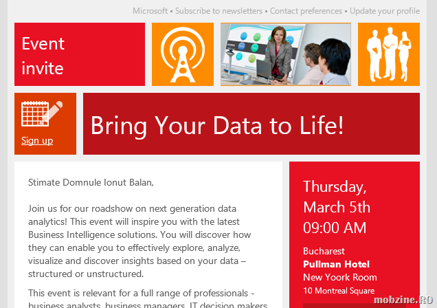 Recomandare eveniment BI: Bring Your Data to Life!
