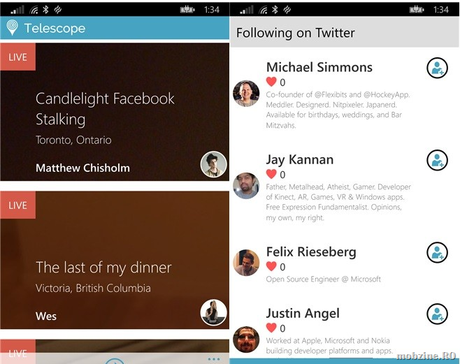 Cum folosesti Periscope pe Windows Phone: Telescope
