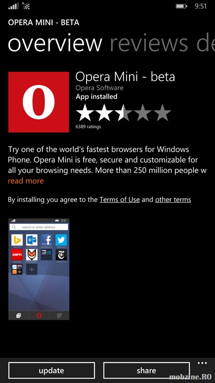 Opera mini de Windows Phone e mai rapid si vine cu o interfata noua