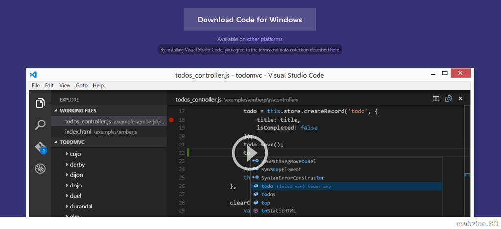 Download Visual Studio Code gratuit pe Windows, MacOS si Linux