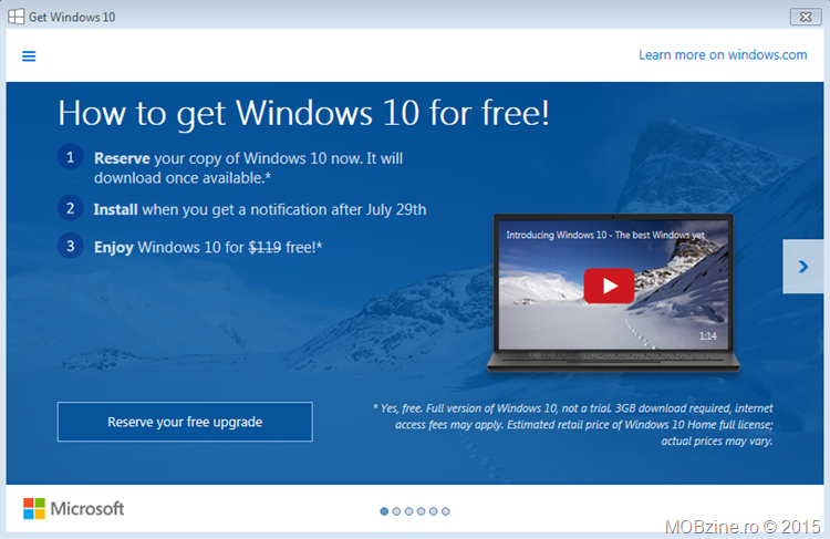 Video tutorial: ce este si cum iti rezervi licenta gratuita de Windows 10 genuine