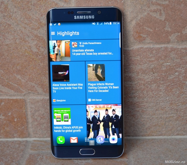 Samsung Galaxy S6 Edge+ merge cu HTC Sense 7 si Blink Feed si multiwindow