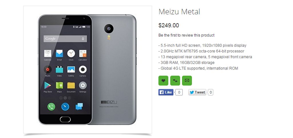 Meizu Blue Charm Metal listat la 249 dolari