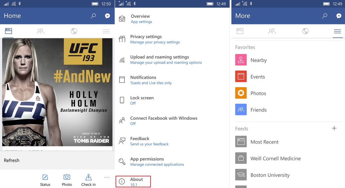 Facebook de Windows 10 Mobile a iesit din Beta, poate fi instalat