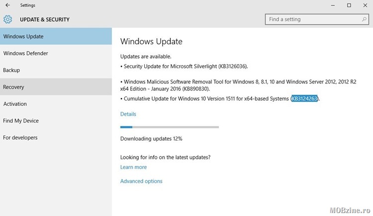 Windows 10 build 10586.63 gata de download pe PC-uri non-Insiders via Windows Update