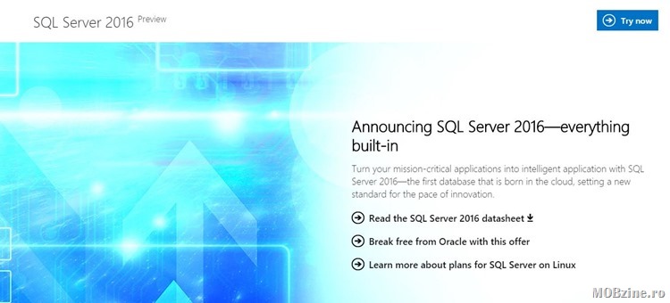 SQL Server 2016 anuntat oficial, clientii Oracle pot lua SQL Server 2016 gratuit!