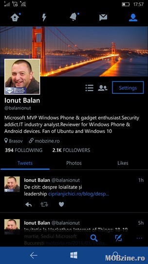 Twitter primeste un update semnificativ pe Windows 10 Mobile