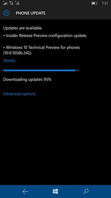 Un build stabil de Windows 10 Mobile si PC pentru Insiderii din Release Preview: 10586.242/240