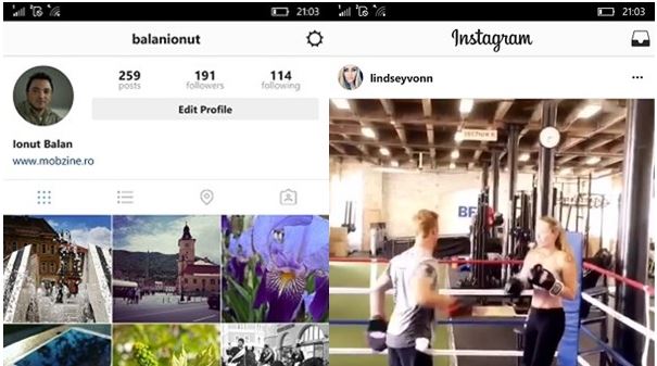 A iesit Instagram 8 pentru Windows 10 Mobile