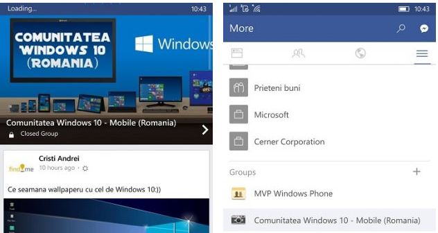 Facebook beta pentru Windows 10 Mobile primeste un update interesant