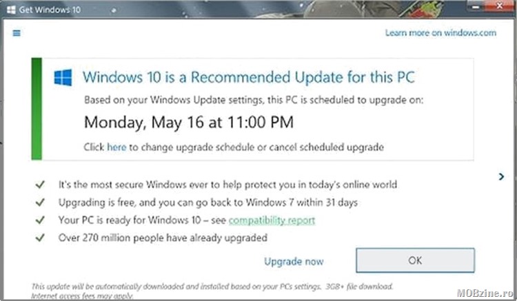 Microsoft schimba politica: Windows 10 nu mai e update recomandat, e upgrade optional