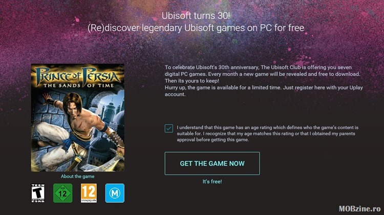 Jocul Prince of Persia Sands of Time oferit gratuit de Ubisoft la aniversarea de 30 de ani