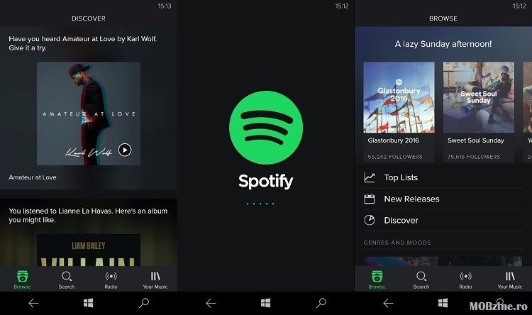 Spotify de Windows 10 Mobile primeste cosmetizari de interfata