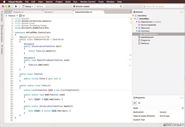 Visual Studio vine pe MacOS, sau macar ceva ce seamana cu el