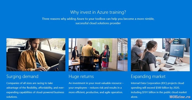 Recomandare: traininguri gratuite „Azure Skills” pentru platforma cloud Azure
