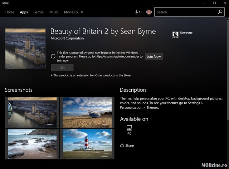Primele pachete cu teme de Windows 10 Creators Update apar in Store