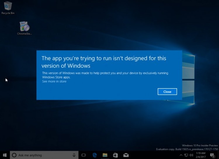 Windows 10 Cloud e deja ”spart” si poate rula aplicatii Win32