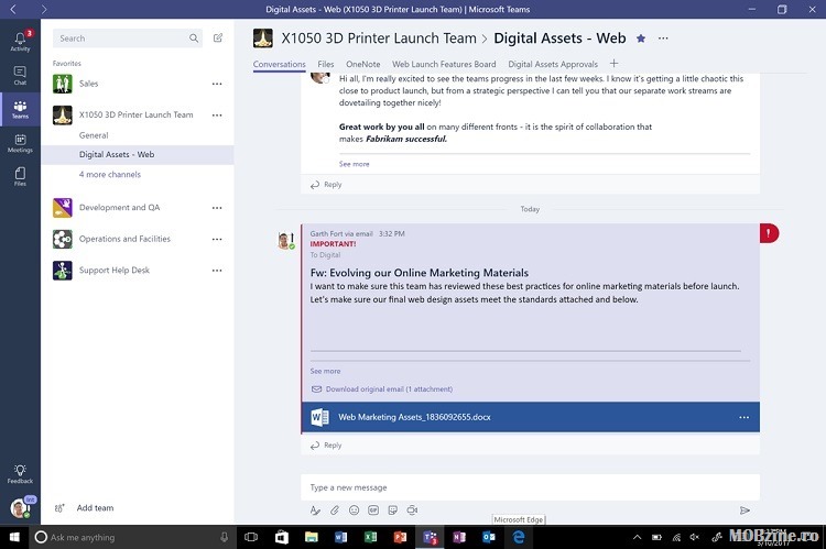 S-a lansat Microsoft Teams pentru Office 365, spatiul virtual din Office 365 bazat pe chat