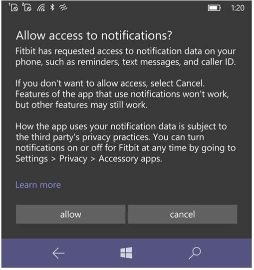 Fitbit beta pentru Windows 10 Mobile vine cu notificari de apel si SMS