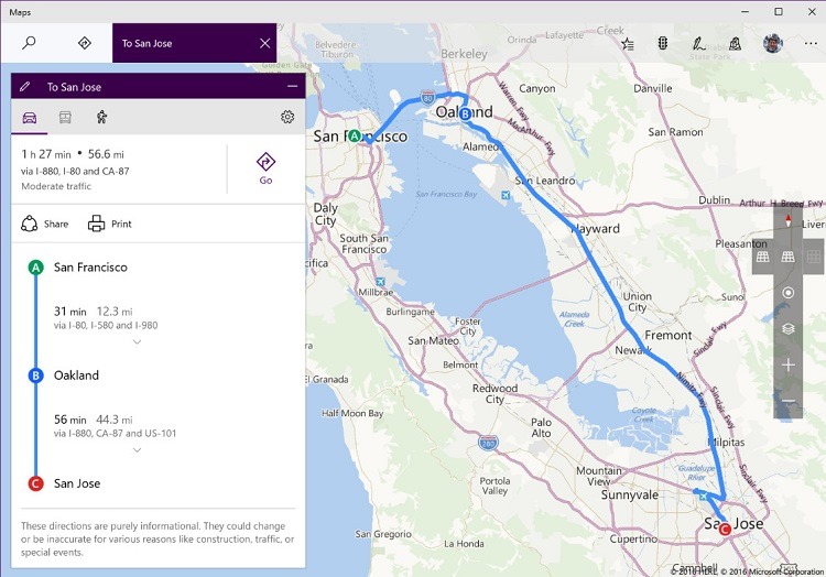 Windows Maps pentru utilizatorii din Slow Ring primeste optiuni planificare a rutelor cu puncte intermediare